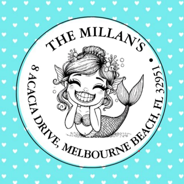 Modern Mermaid Pool Party Thema Permastempel (Add a splash of fun to your party with this self-inking mermaid stamp)