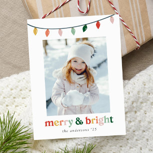 Modern Merry and Bright 2 Foto Feiertagspostkarte