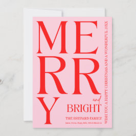 Modern Merry and Bright Red Pink 2025 Weihnachten