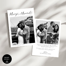 Modern Merry and Married Newlywed Script Christmas Feiertagskarte