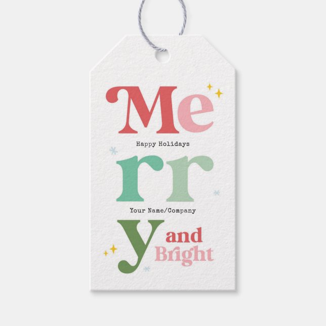 Modern Merry & Bright Christmas Geschenkanhänger (Vorderseite)