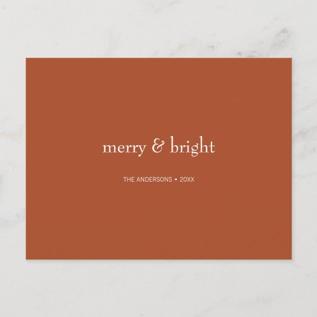 Modern Merry & Bright Terracotta Weihnachten (Vorderseite)