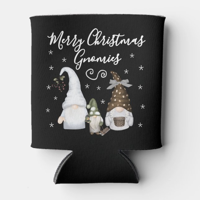 Modern Merry Christmas Gnomies Festive Gnomes Dosenkühler (Vorderseite)