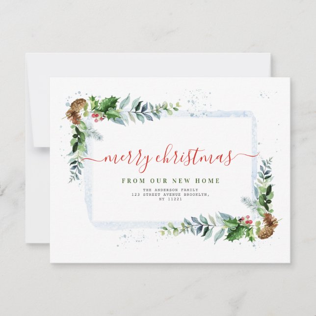 Modern Merry christmas moving announcement Feiertagskarte (Vorderseite)