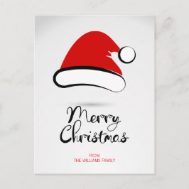 Modern Merry Christmas Santa Hat Postcard Feiertagspostkarte