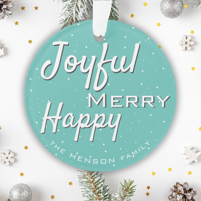 Modern Merry Happy Jolly Typografie Weihnachten Ornament (Von Creator hochgeladen)