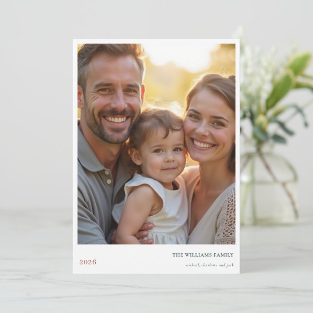 Modern Merry Holiday Photo Card Feiertagskarte (Stehend Vorderseite)