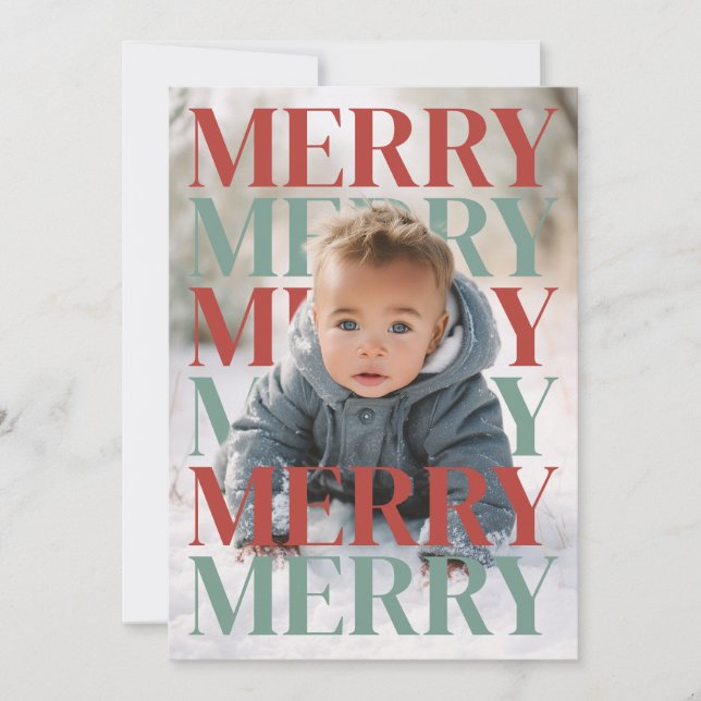 Modern Merry Holiday Photo Card Feiertagskarte (Vorderseite)