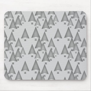 Modern metallic Christmas trees - silver grey Mousepad