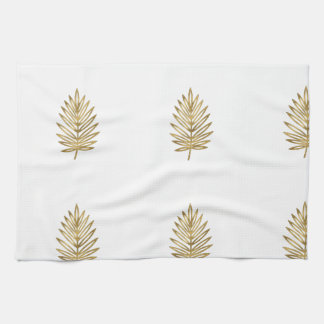 Modern Metallic Gold Botanical Palm Leaf Pattern Geschirrtuch