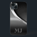 Modern Metallic Look Monogrammed Case-Mate iPhone Hülle<br><div class="desc">This design features a sleek modern look with a sporty edge. Shown here in grayscale monochromatic hues, this case is a good choice for the business professional or the casual user. You'll love showing off your phone covered in this stylish case. To personalize this case with your monogram, simply select...</div>