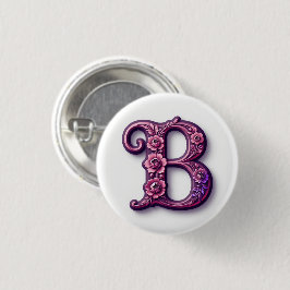 Modern Metallic Rosemaling Letter B, Pink/Purple Button
