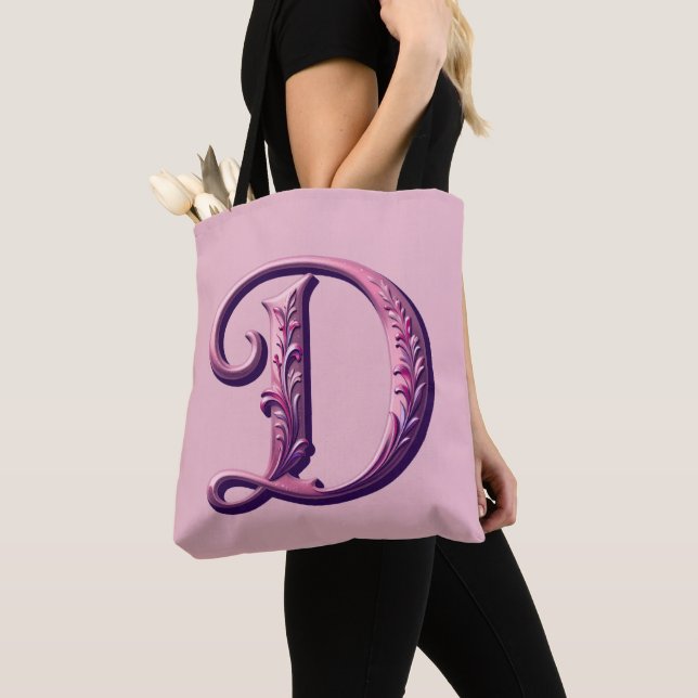 Modern Metallic Rosemaling Letter D, Pink/Purple (Von Nahem)