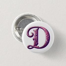 Modern Metallic Rosemaling Letter D, Pink/Purple Button