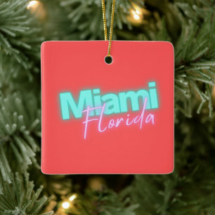 Modern Miami Neon Lights Personalisiert Keramikornament