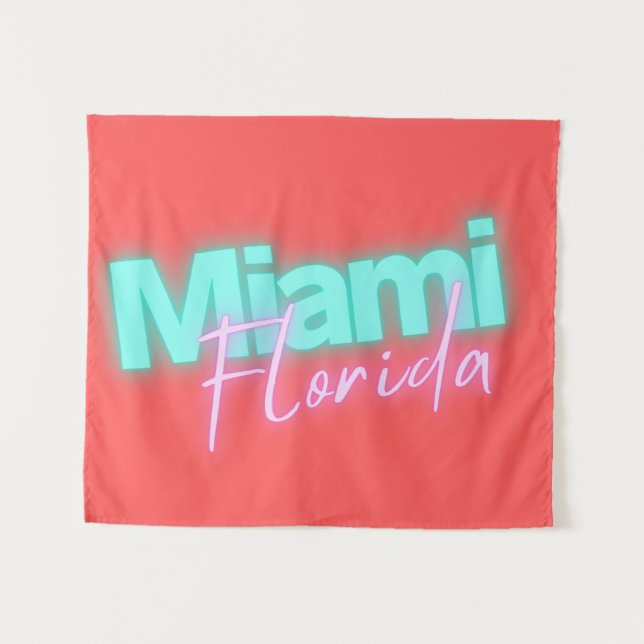 Modern Miami Neon Lights Wandteppich (Vorderseite (Horizontal))
