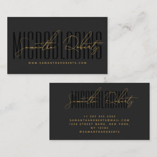Modern microblading typography script gray black visitenkarte