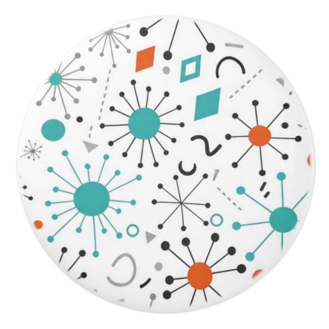 Modern Mid Century Retro Atomic Abstract Keramikknauf (Vorderseite)