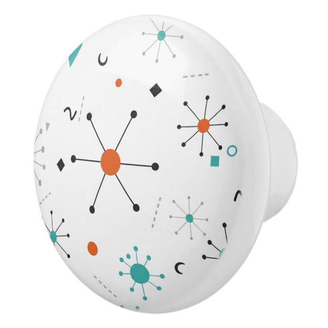 Modern Mid Century Retro Atomic Abstract Keramikknauf (Rechts)