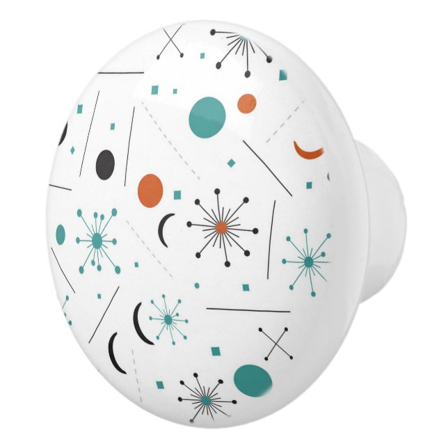 Modern Mid Century Retro Atomic Abstract Keramikknauf (Rechts)