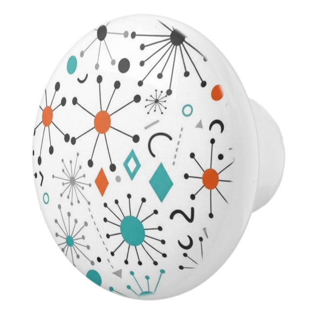 Modern Mid Century Retro Atomic Abstract Keramikknauf (Rechts)