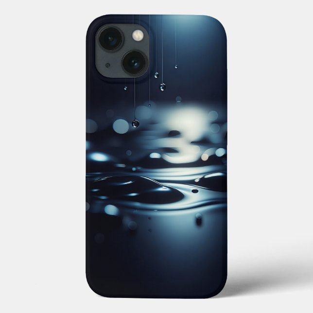 Modern Midnight Dew Phone Case Elegant Dark Liquid (Rückseite)