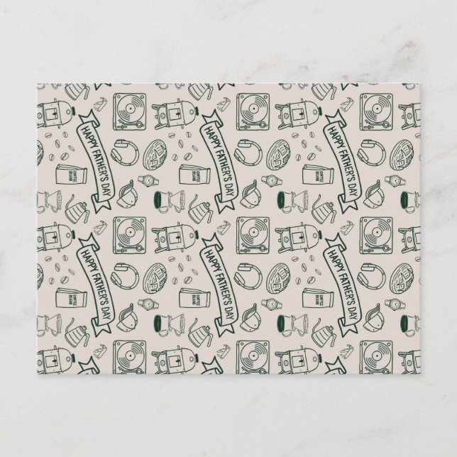 Modern Millennial Dad Doodle Pattern Father's Day Postkarte (Vorderseite)