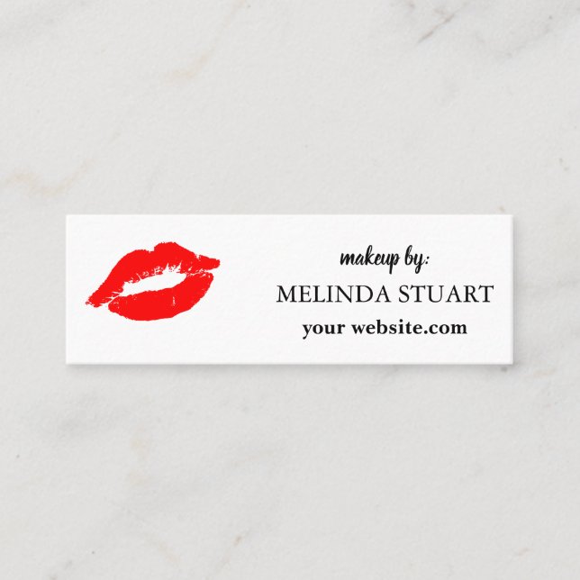 Modern Mini Makeup Künstler Rote Lippen Visitenkarte (Vorderseite)