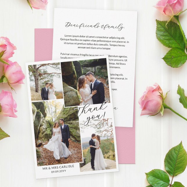 Modern Minial 4 Photo Collage Wedding Thank You Dankeskarte (Von Creator hochgeladen)