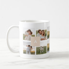 Modern Minimal 10-Photo Collage Couple Initials Kaffeetasse