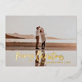 Modern minimal 1 Foto burgundy Drehbuch Weihnachte Folien Feiertagskarte