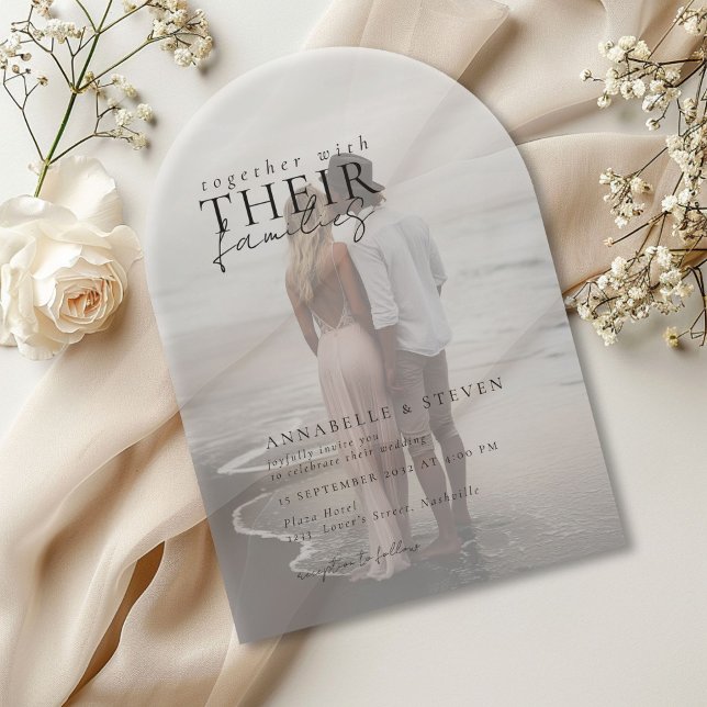 Modern, minimal, 1 Foto, Hochzeit Acryleinladungen (nvite your loved ones to your special day with this elegant, modern minimal photo acrylic transparen)