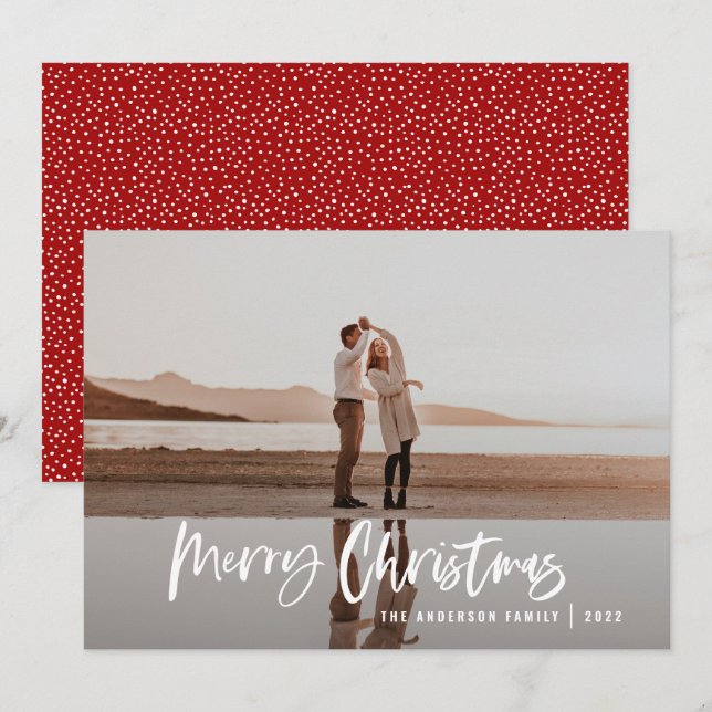 Modern minimal 1 Foto Rote Schrift Weihnachten (Vorne/Hinten)