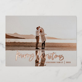 Modern minimal 1 Foto Schwarze Schrift Weihnachten Folien Feiertagskarte