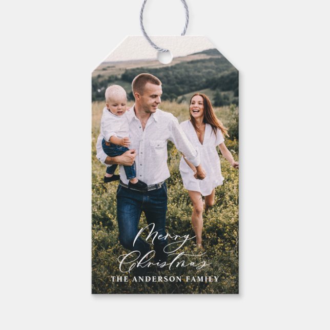 Modern minimal 1 Foto Weihnachtsgeschichten Geschenkanhänger (Vorderseite)