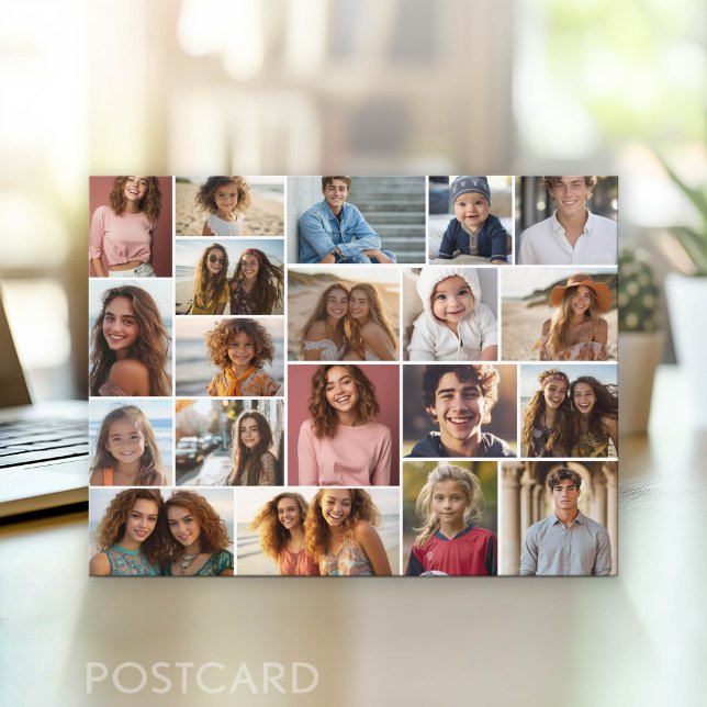 Modern Minimal - 20 Foto-Collage Postkarte (Photo Postcard - Customize with your favorite photos)