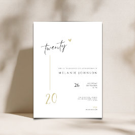 Modern Minimal 20th Birthday Party Invitation Einladung