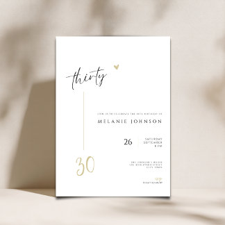 Modern Minimal 30th Birthday Party Invitation Einladung