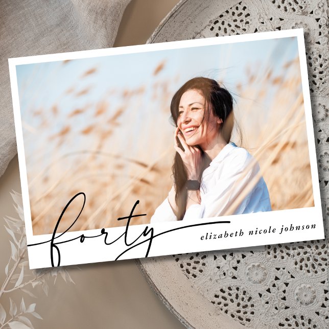 Modern Minimal 40. Foto Geburtstagsparty Einladung (Von Creator hochgeladen)