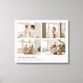 Modern Minimal 4 Photo Custom Family Name Leinwanddruck