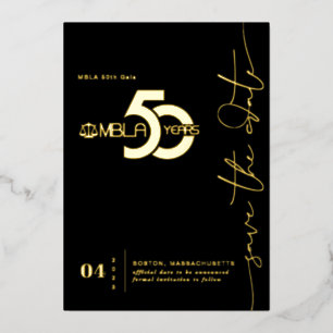 Modern Minimal   50. Gala Save-the-Date-Karte Folieneinladung