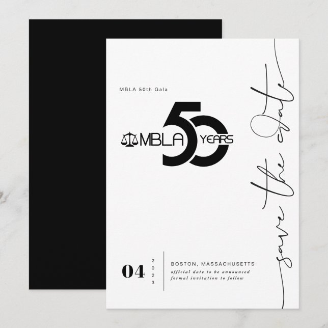 Modern Minimal | 50. Gala Save-the-Date-Karte Save The Date (Vorne/Hinten)
