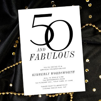 Modern Minimal 50 und Fabulous Fünfzigster Geburts Einladung