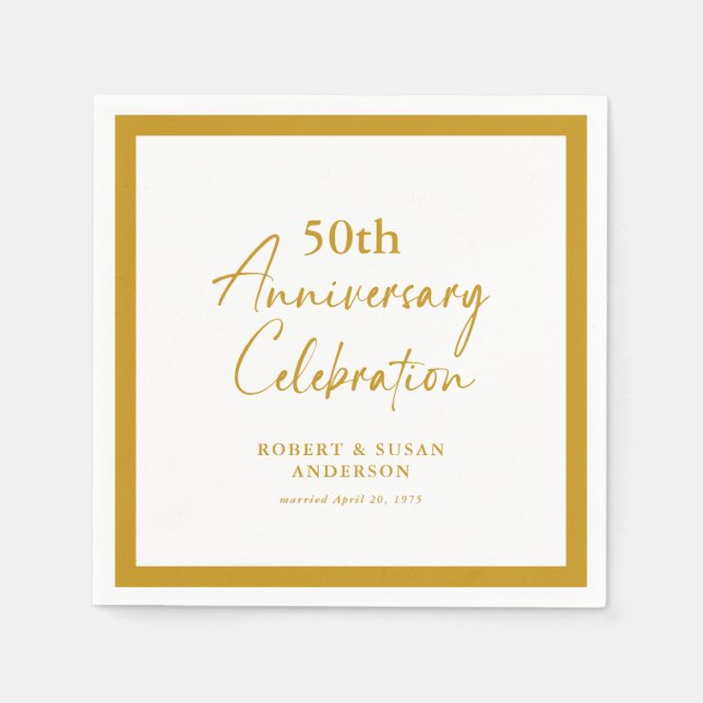 Modern Minimal 50th Wedding Anniversary Serviette (Vorderseite)