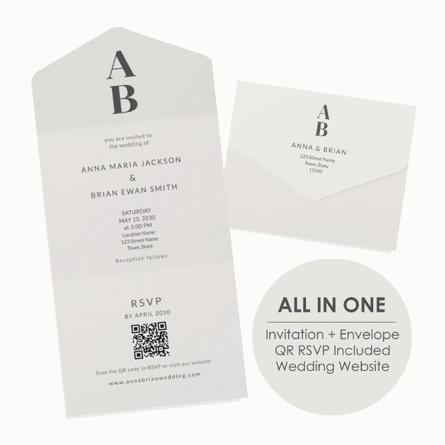 Modern Minimal All-in-One Wedding Invitation All In One Einladung (Von Creator hochgeladen)