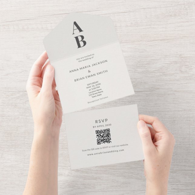 Modern Minimal All-in-One Wedding Invitation All In One Einladung (Abreißen)