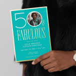 Modern Minimal Aqua Fifty Fabulous Photo Birthday Folieneinladung<br><div class="desc">Modern and chic, this Fifty and Fabulous birthday invitation combines classic aqua, black and white with accents of real gold foil, with a fun photo placement for a personal touch. Its minimal design is a simple and fun way to celebrate the milestone birthday. This version of the card has a...</div>