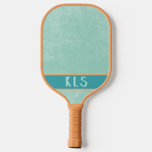 Modern Minimal Aqua Orange Monogram Pickleball Schläger