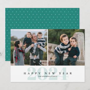 Modern Minimal Aquamarin 2 Foto Happy New Year Feiertagskarte