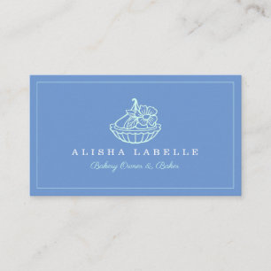 Modern & Minimal Bakery Blumenstrauß Logo Blau Visitenkarte